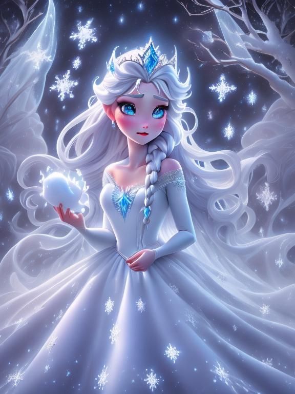 Princess Elsa in a Monochromatic Winter Wonderland