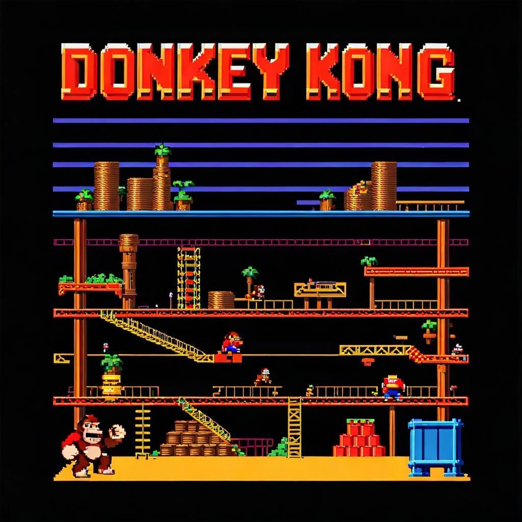 Retro Pixel Art Donkey Kong Arcade Sign