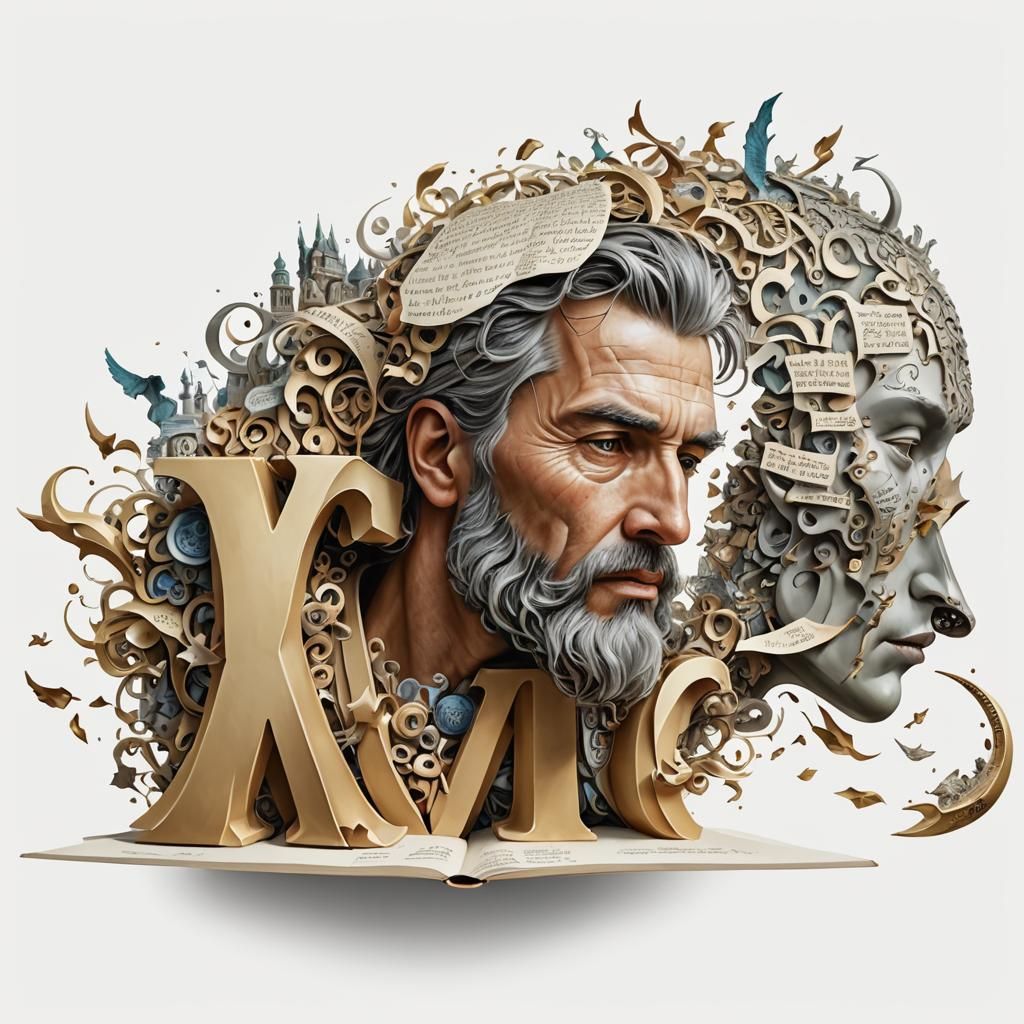 Hyperrealistic Writer's Mind Full of Fantasy Ideas