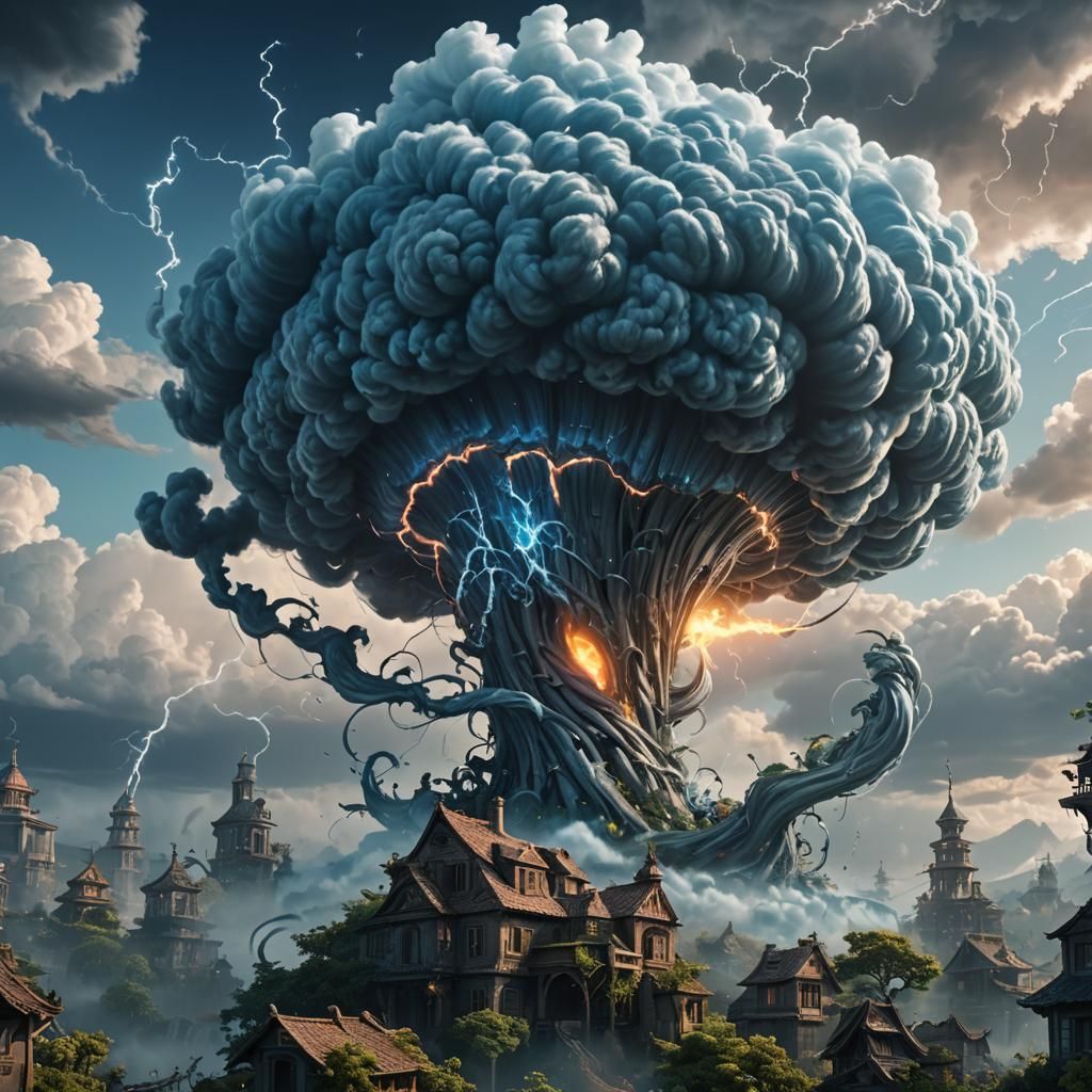 Kawaii Air Elemental Tornado in Blue Light