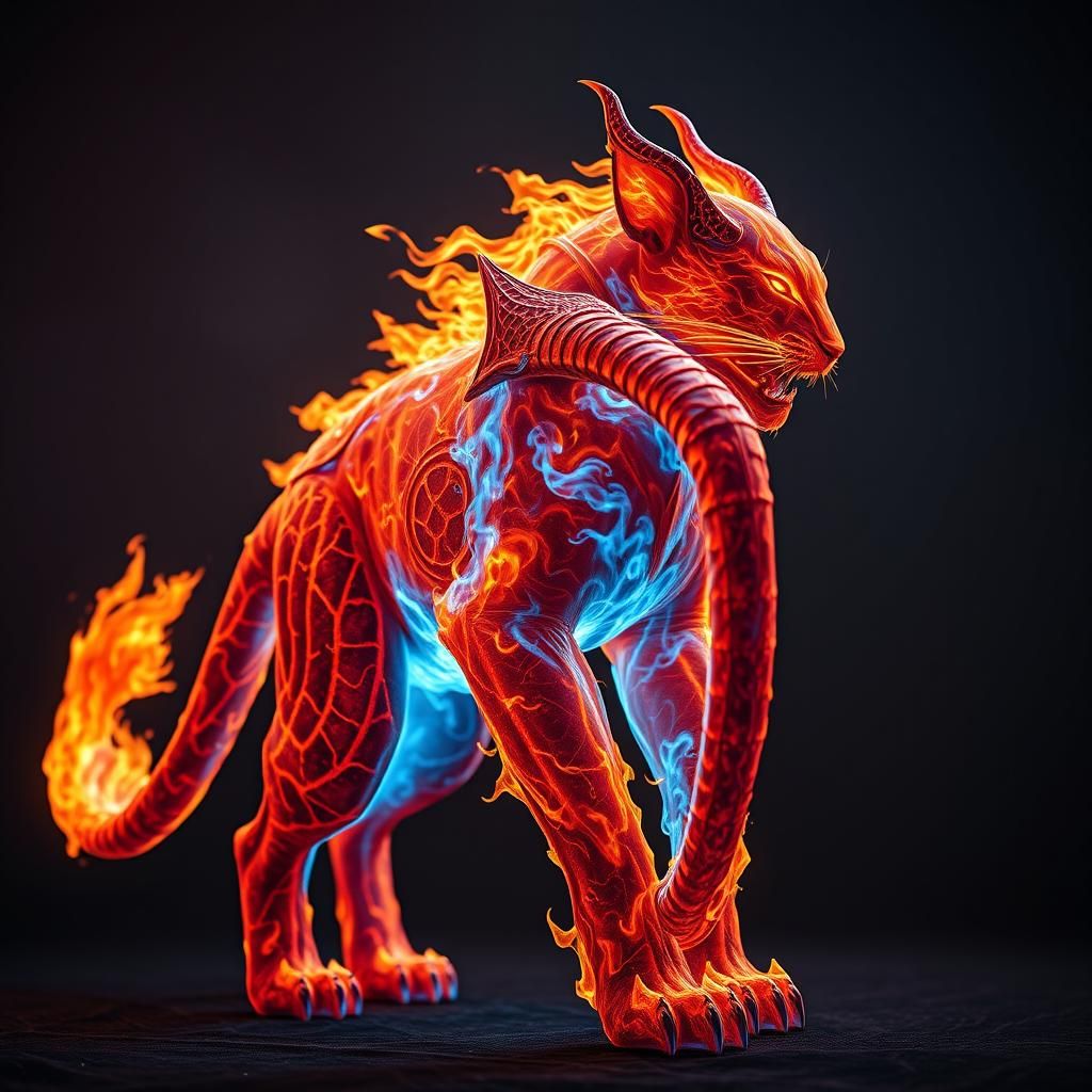 Fiery Demon Panther in Hyperrealistic Detail