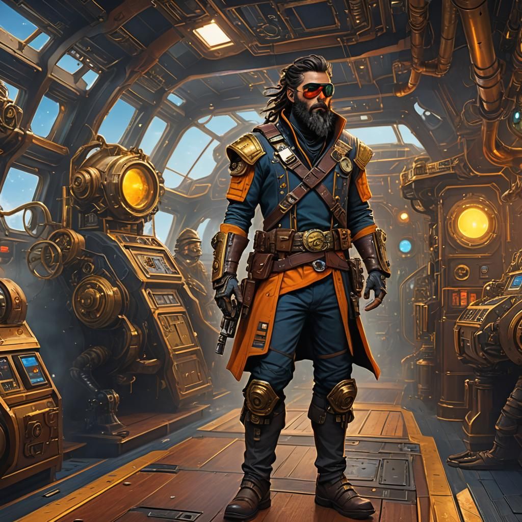 Steampunk Space Pirate Concept Art in Digital Painting Style