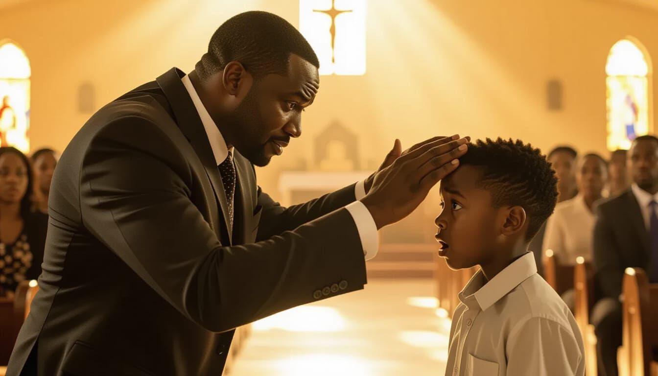 Pastor Blesses Frightened Boy in African Church Service