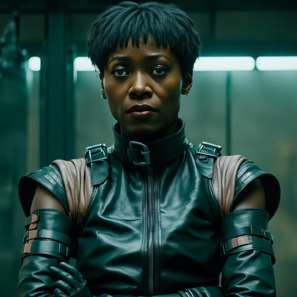 Cyberpunk Woman in Straitjacket in Padded Cell