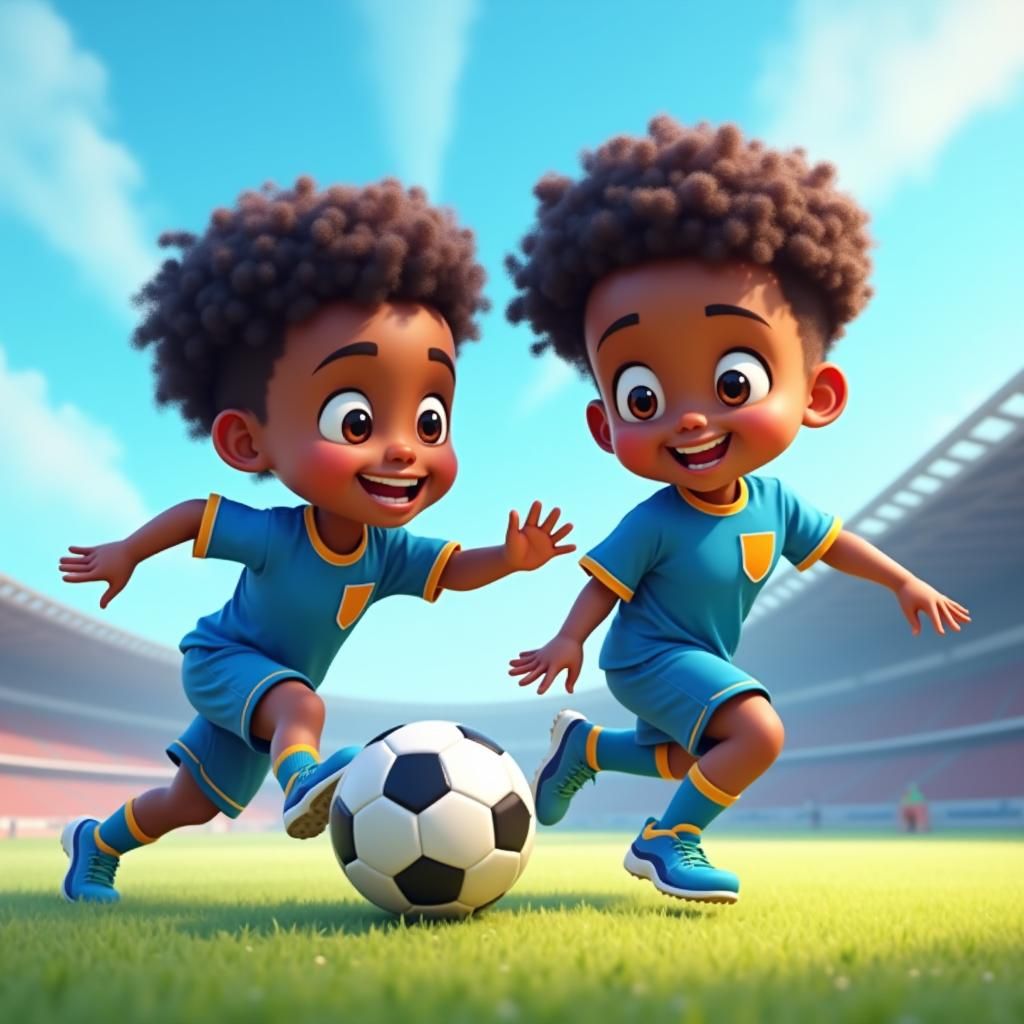 Chibi Soccer Stars in a Dynamic Stadium