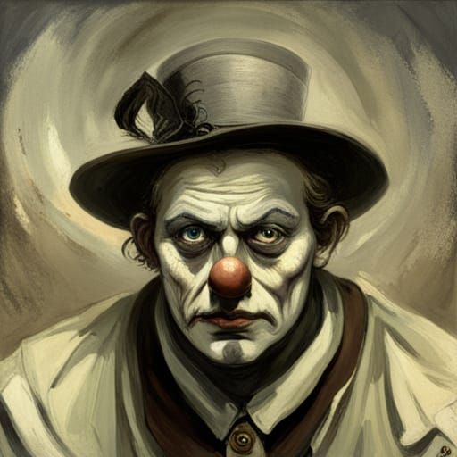 Haunting Sad Clown in Gothic Horror Style