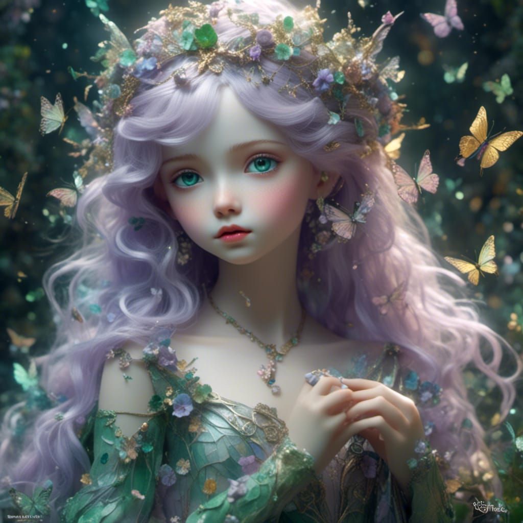 Fairy Princess Porcelain Doll in Hyperrealistic Style