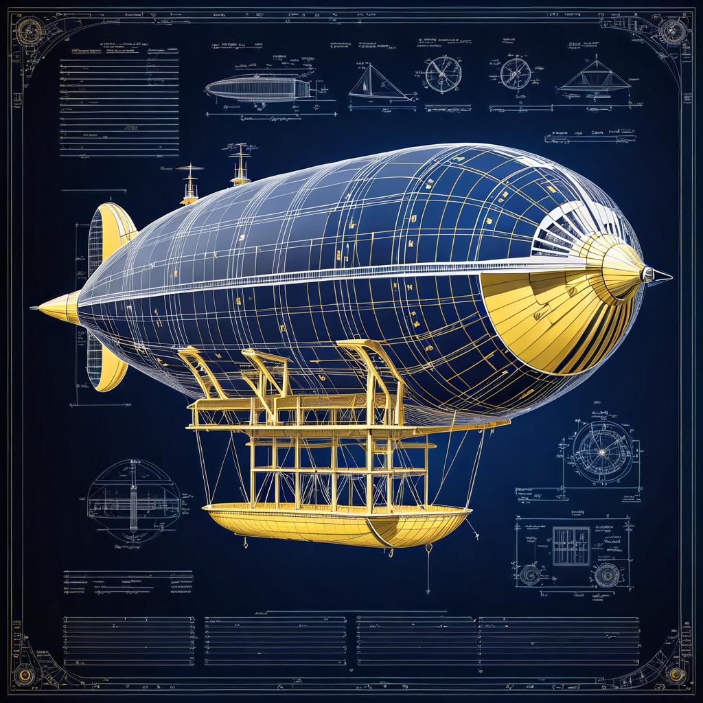 Airship Blueprint on Isometric Paper