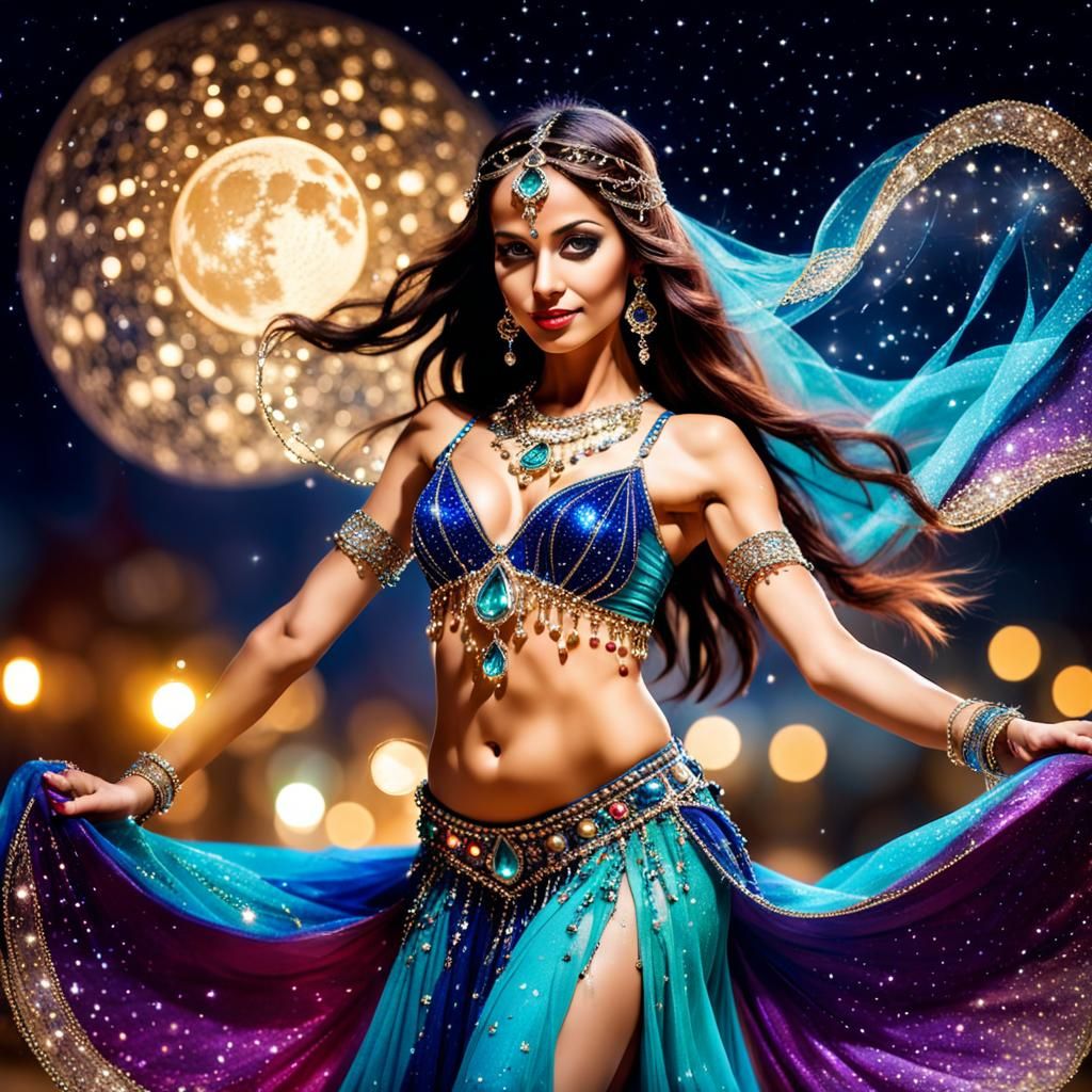 Enchanted Belly Dancer Under Moonlight