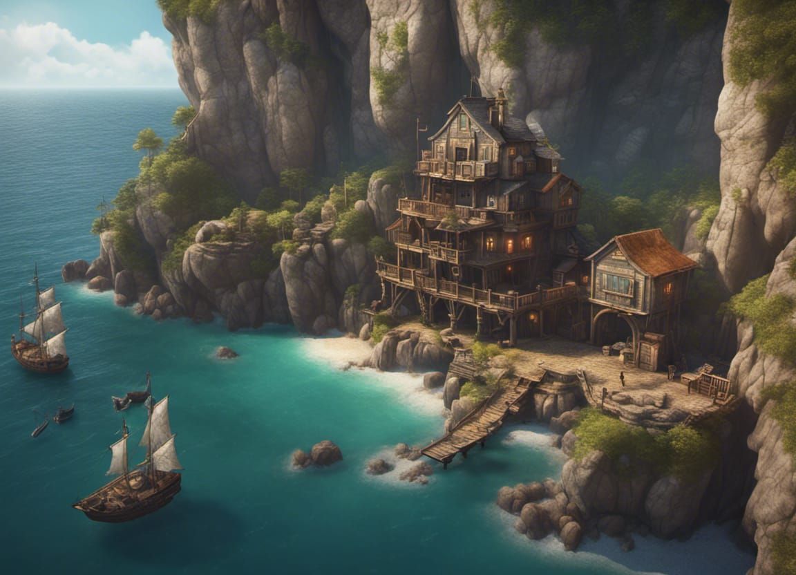 Pirate Cove Cliffside Homes in Triadic Colors