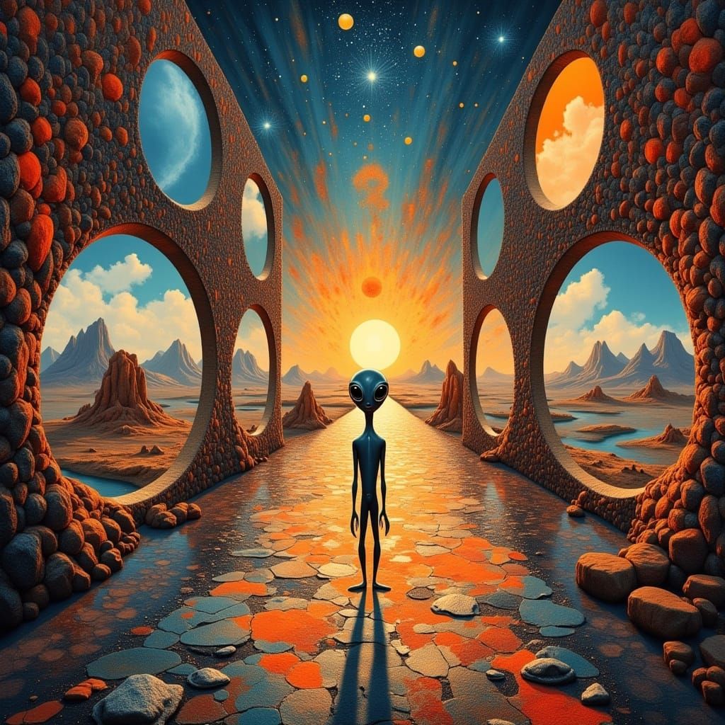 Surreal Worlds Within Worlds in Sci-Fi Style
