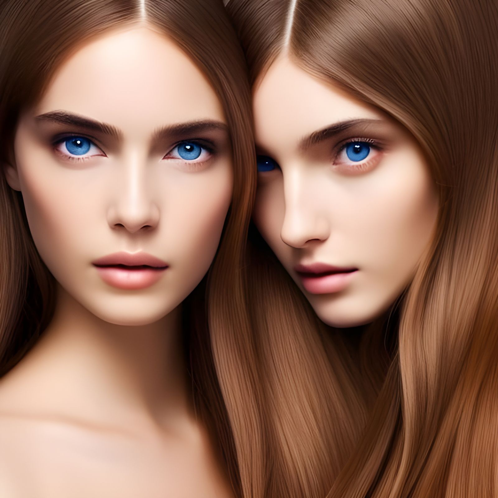 Romantic Image of Two Women in Airbrush Style