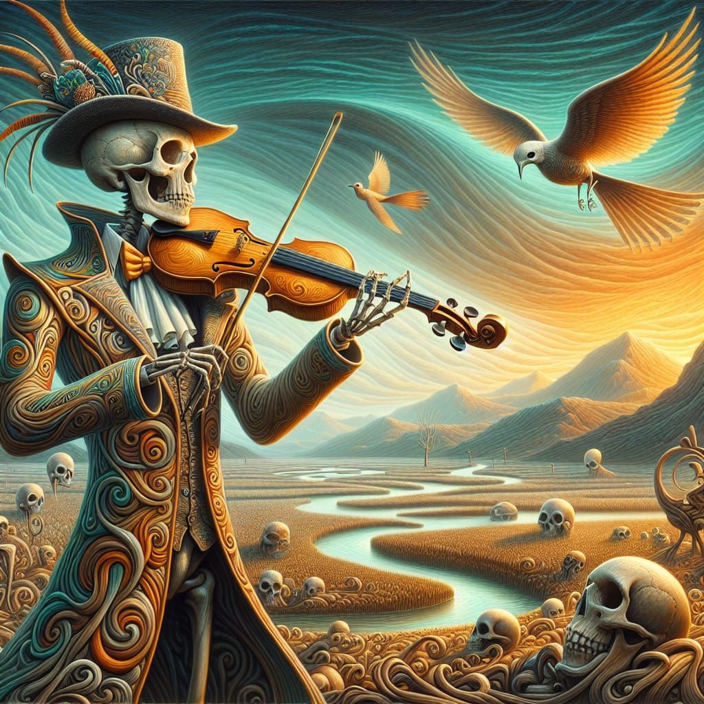 Skeletal playing a violin