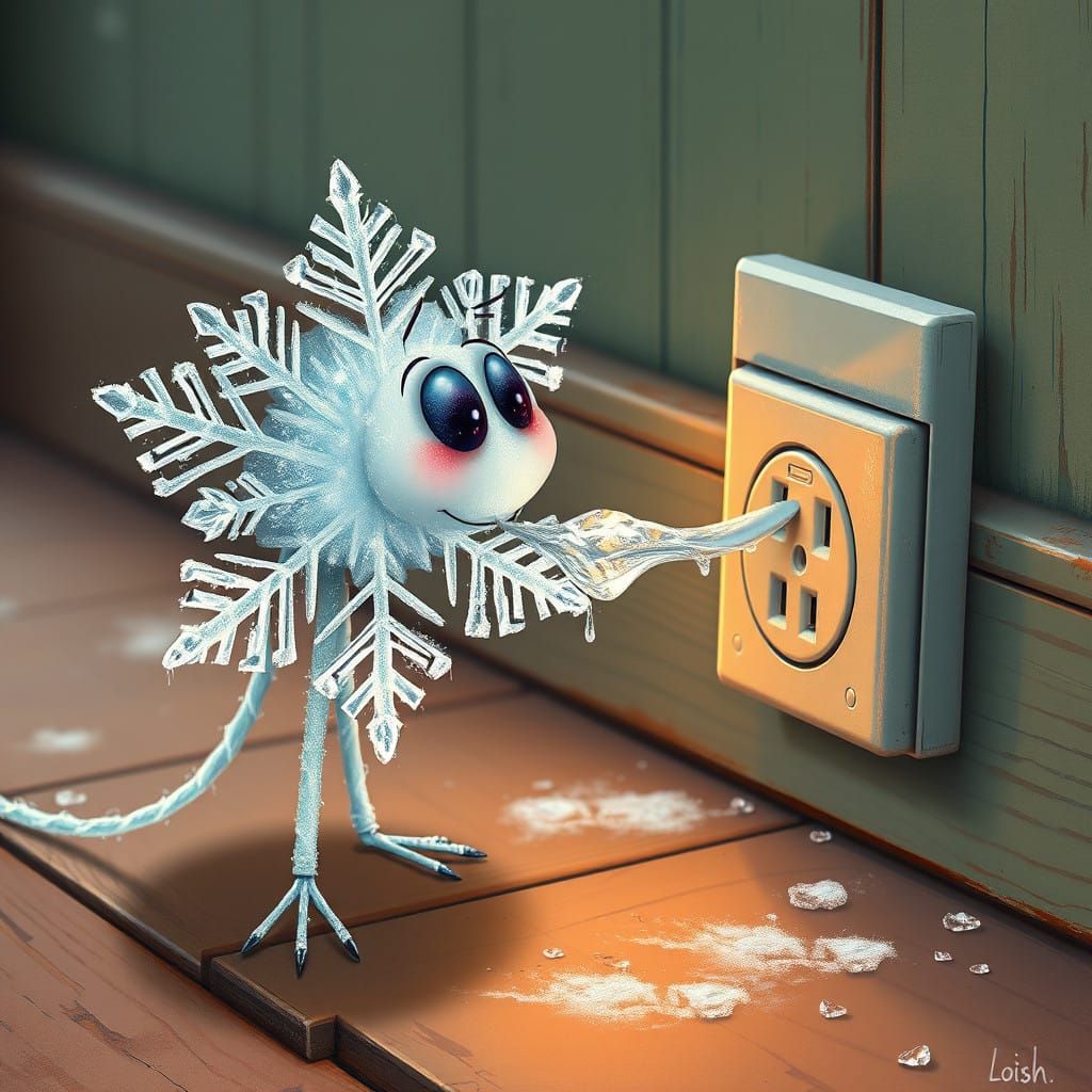 Whimsical Snowflake Investigates Vintage Outlet