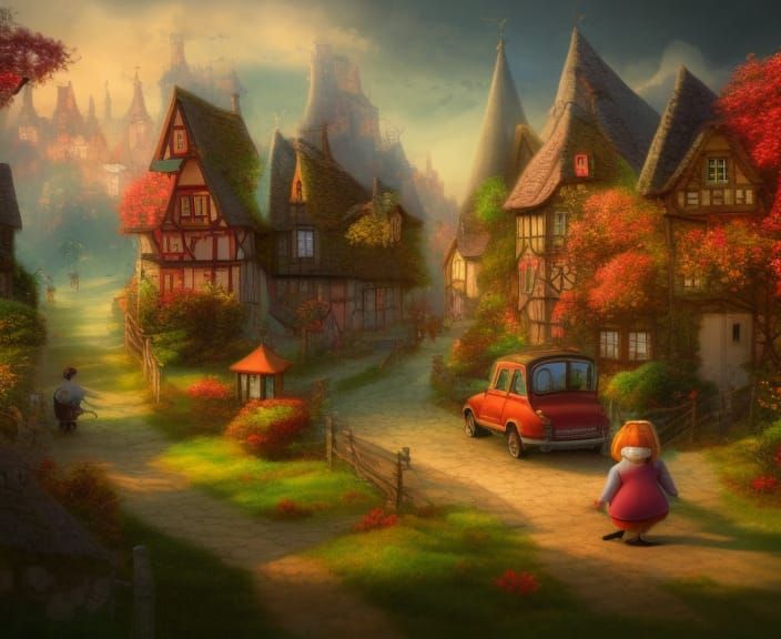 Fairytale Village Inspired by Quentin Blake, 8K
