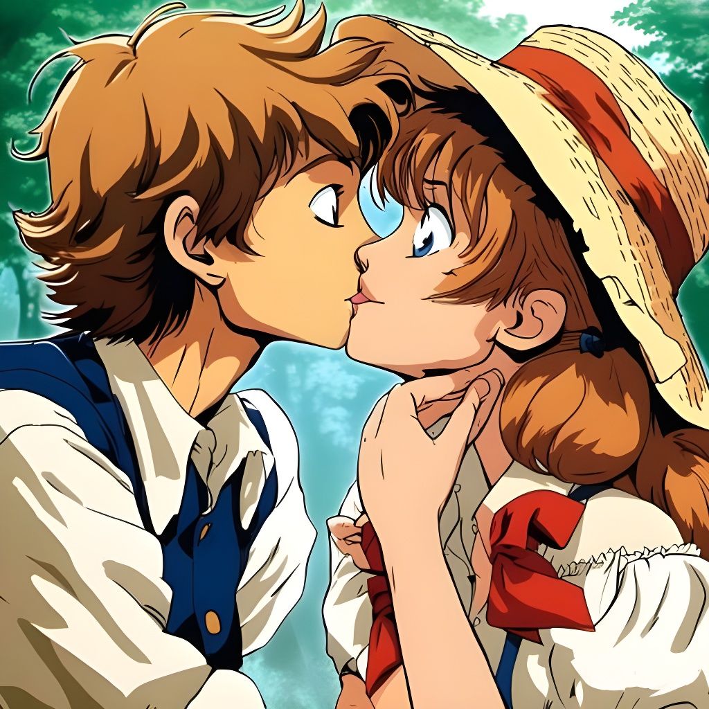 Tom Sawyer kissing Becky Thatcher, Tender scene between two ...