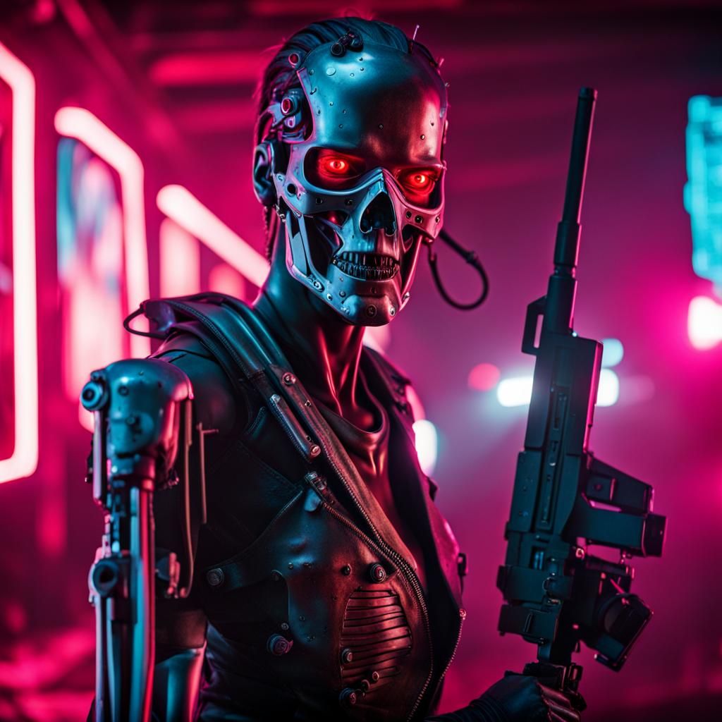 Cyberpunk Dystopian Cityscape in Neon Style