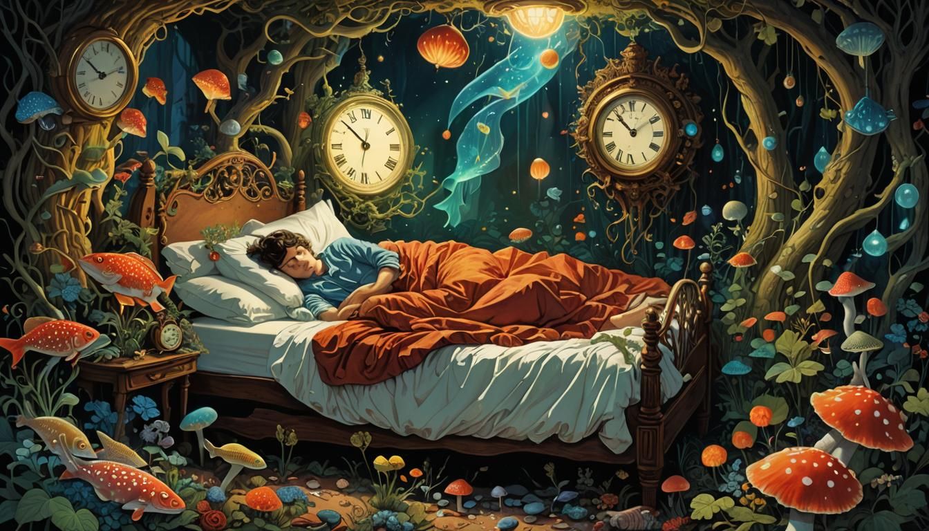 Dreamlike Aura: Surreal Illustration with Ernst Haeckel Deta...