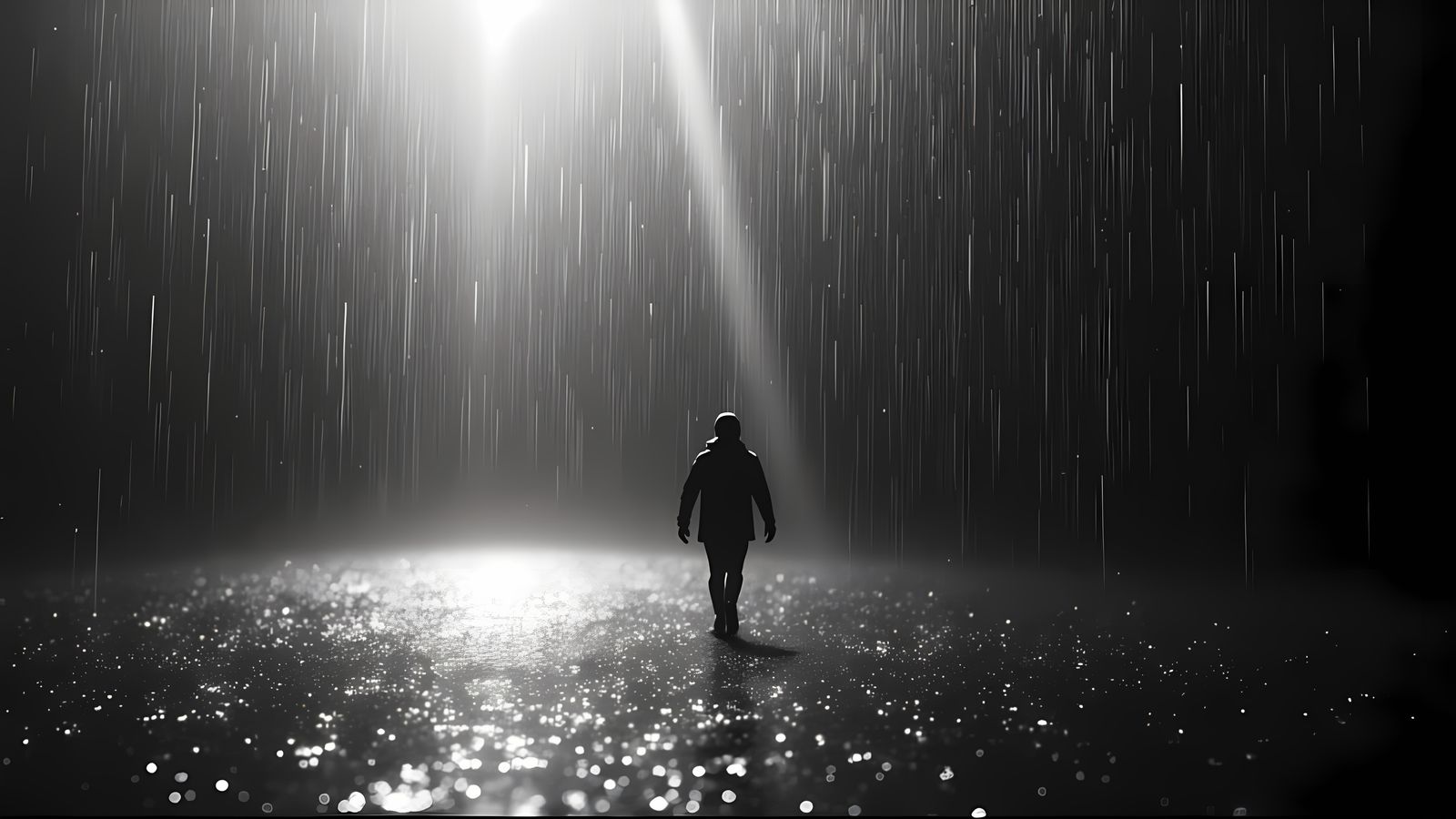 Abstract Black and White Rain Alpha Channel