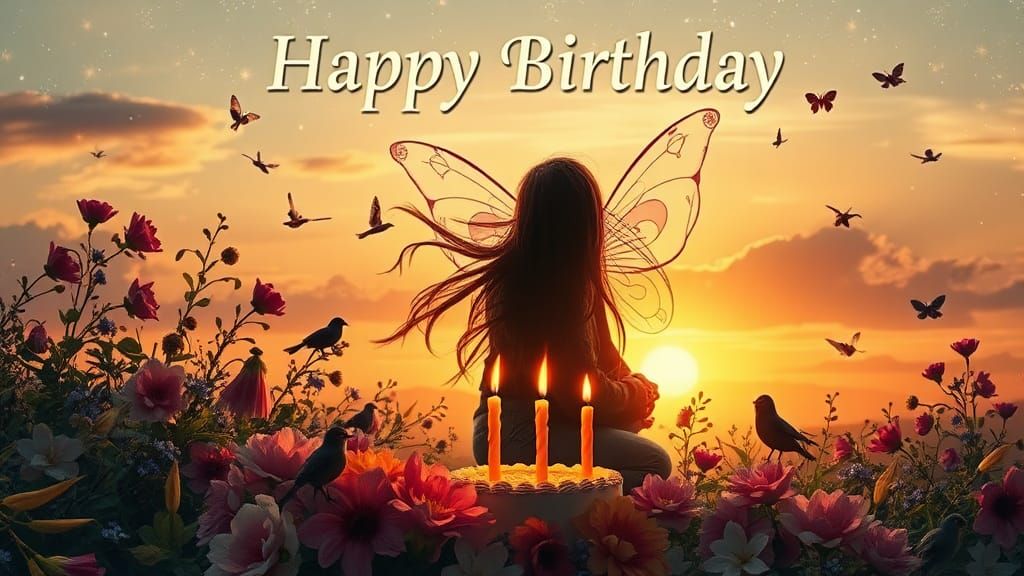 Fairies and Flowers Digital Collage for Birthday