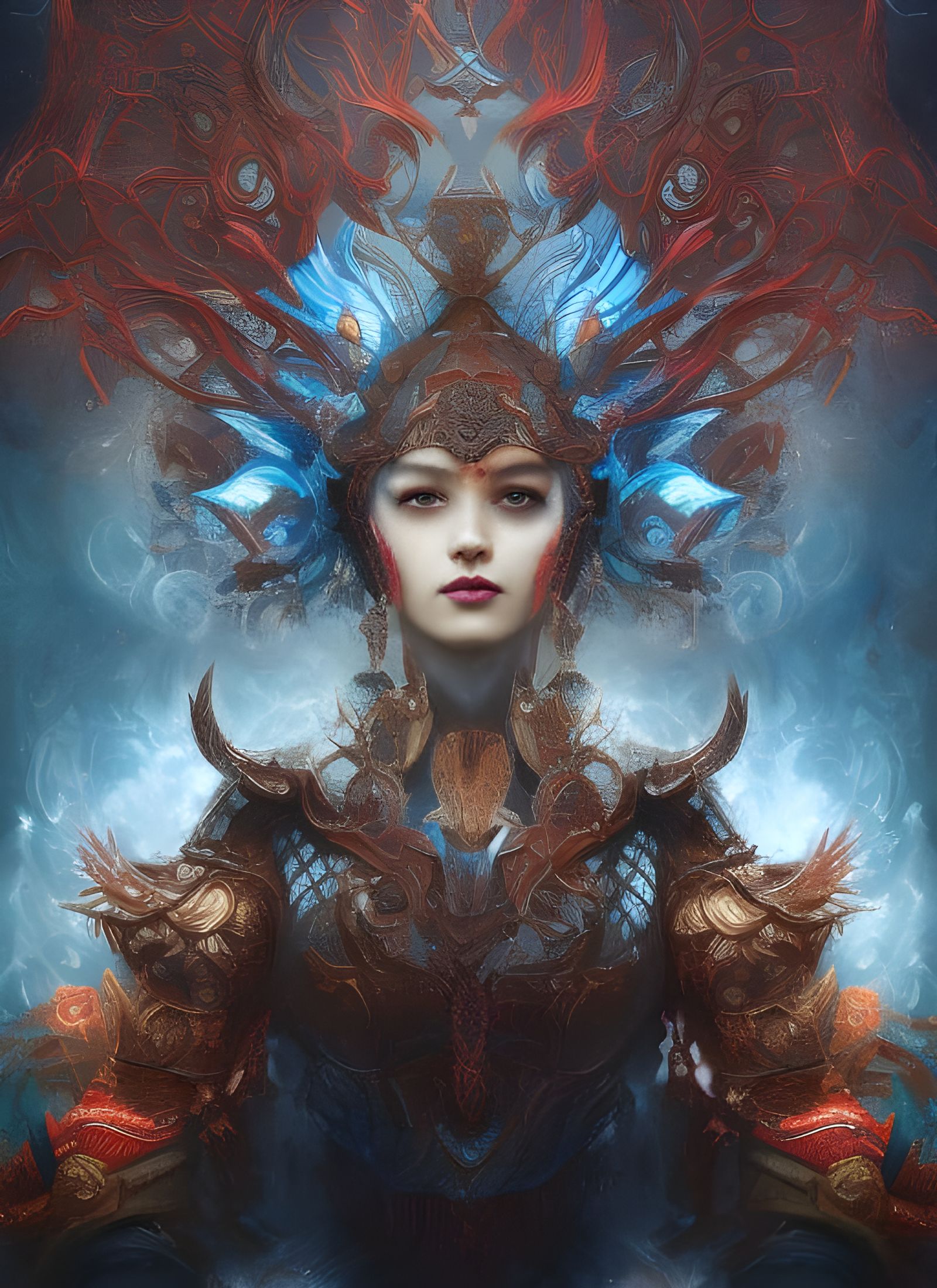 Majestic Jinn Warrior in Intricate Armor