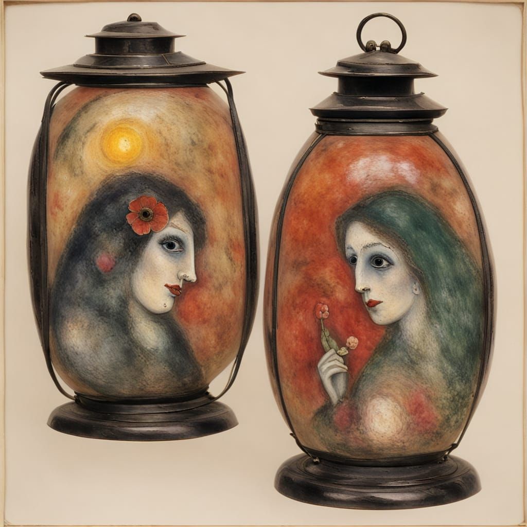 Vampire Lantern in Style of Chagall and Ensor