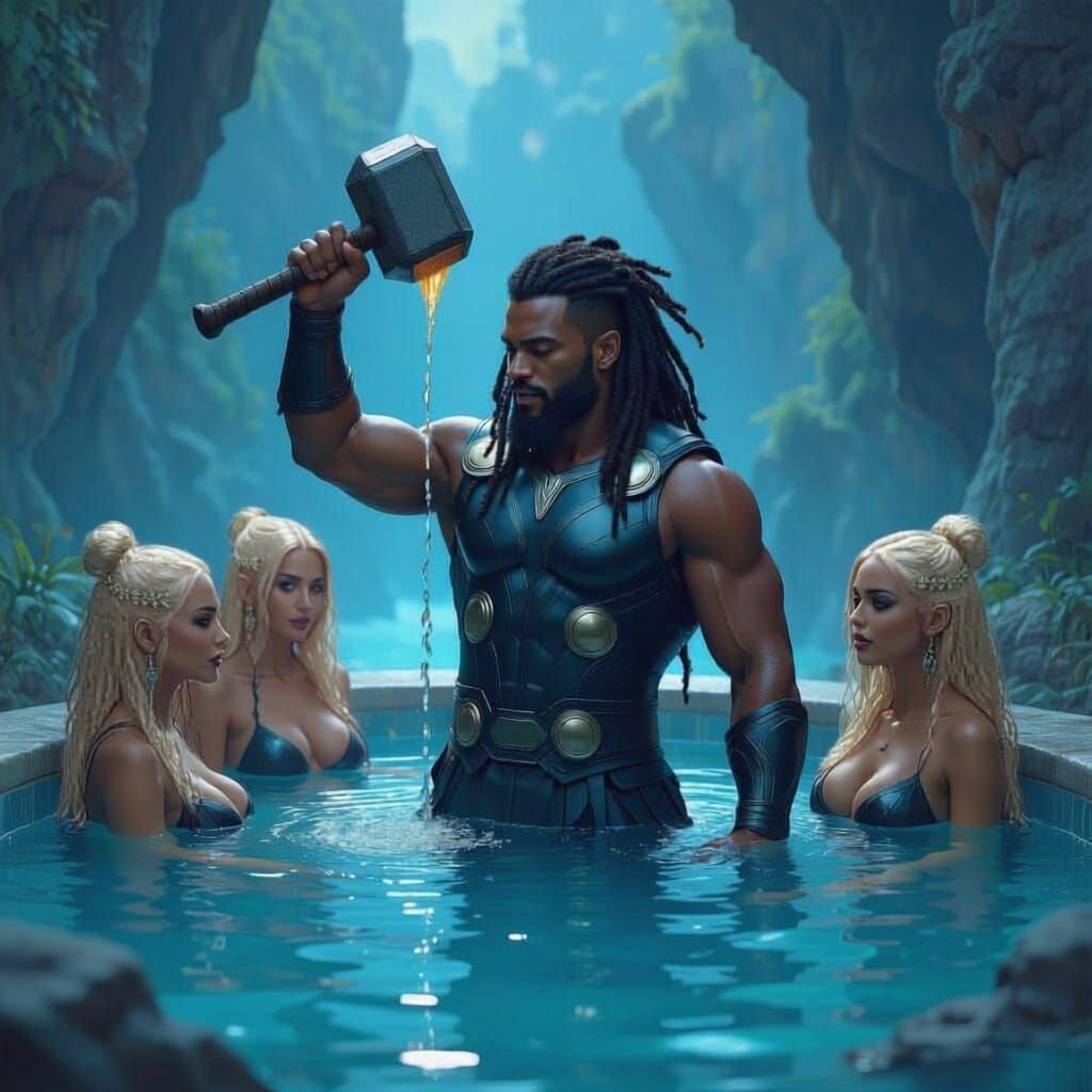 Thor Pours Shots in Asgardian Hot Spring