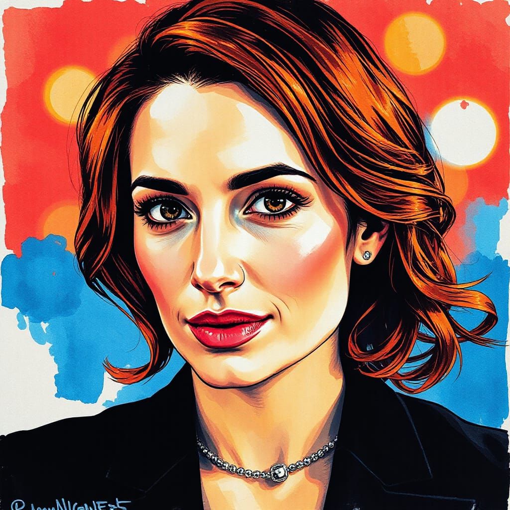 Intricate Ink Portrait of a Confident Woman