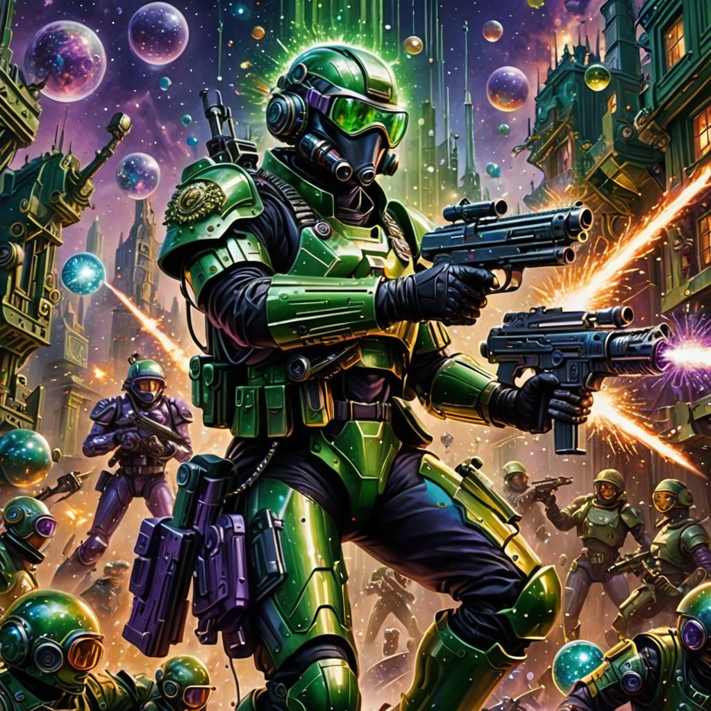 Futuristic Soldier in Detailed Surrealist Painting