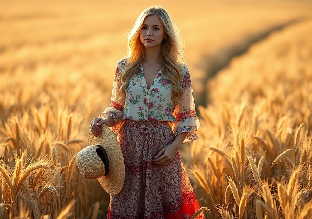 Golden Hour Portrait in Kansas Wheat Field