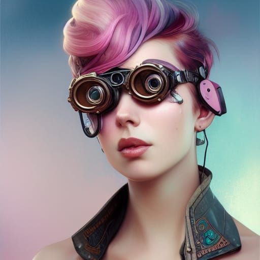 Steampunk Girl Portrait with Clockwork Goggles