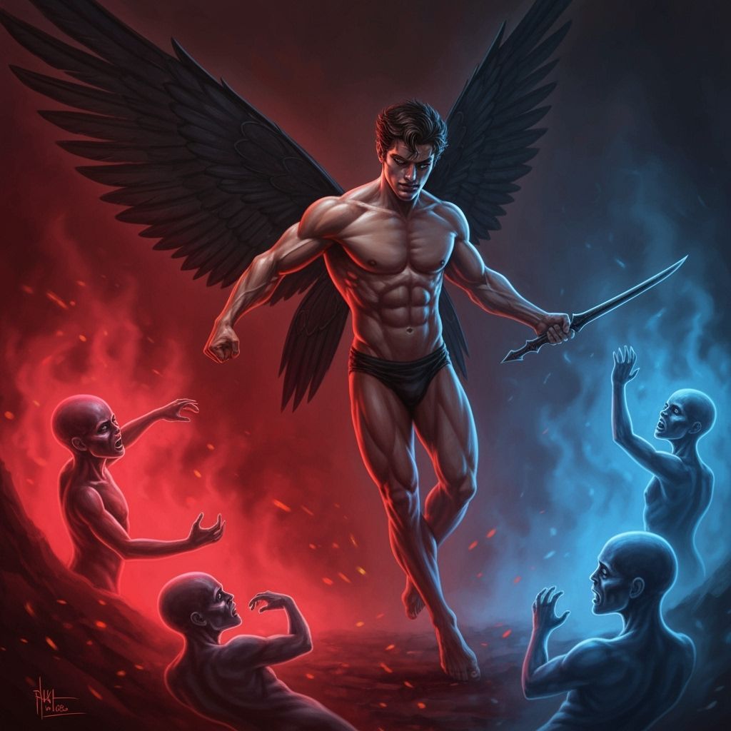 Fairy Guardian Battles Souls in Dark Fantasy Digital Paintin...