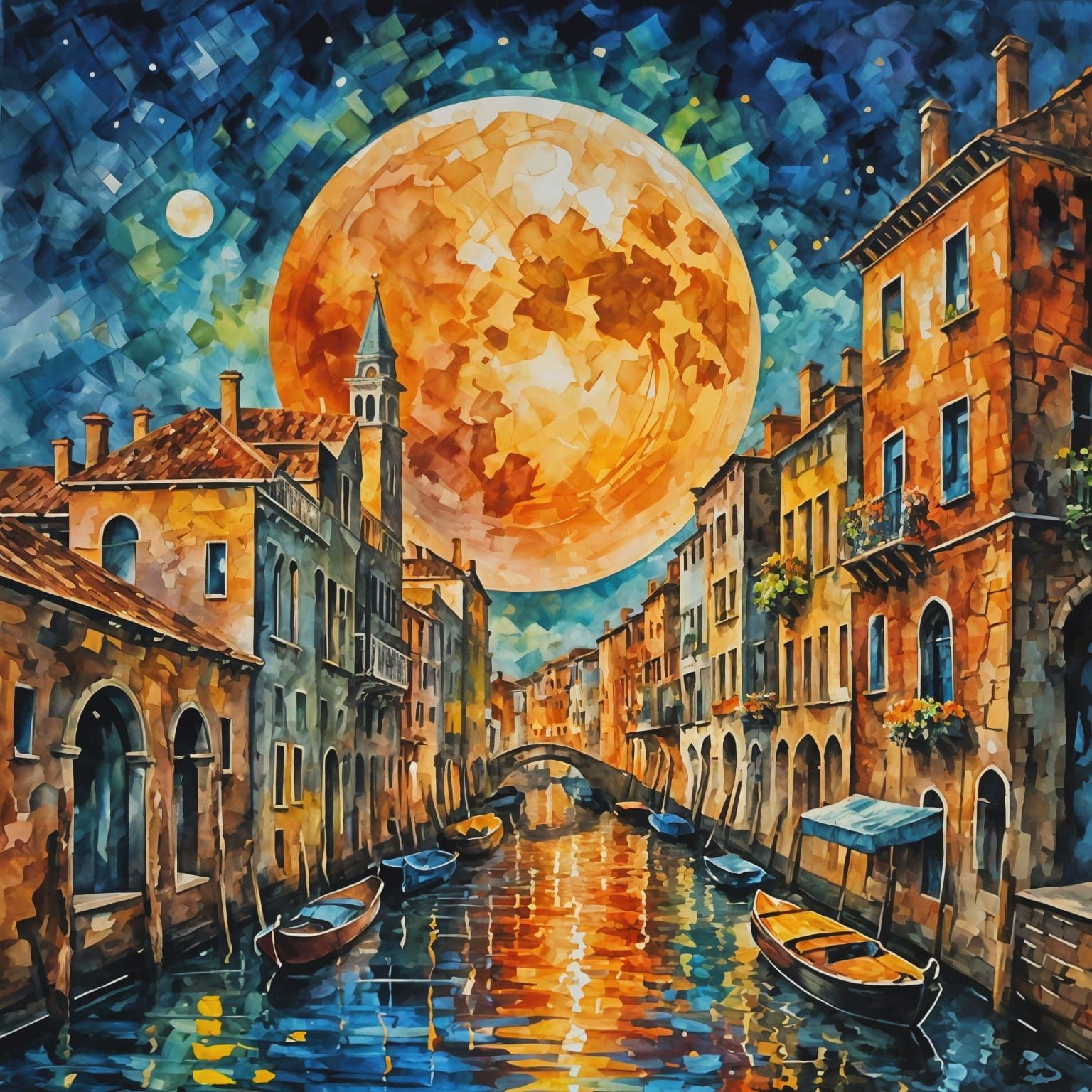 Luminous Venetian Nightscape Under Full Moon