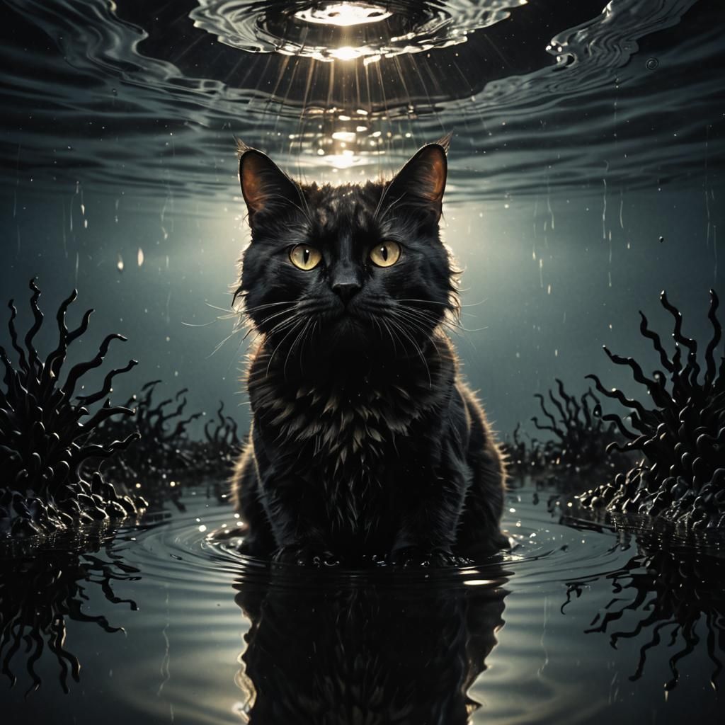 Darkness Descends on a Celestial Cat Guardian