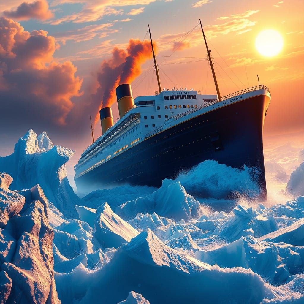 Majestic Titanic in Dreamlike Iceberg Vortex