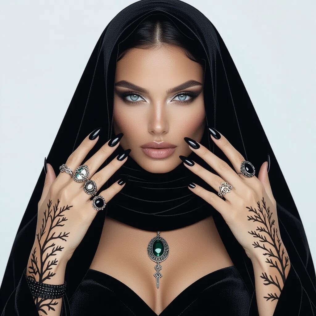 Mystical Witch Queen in Moonlit Forest