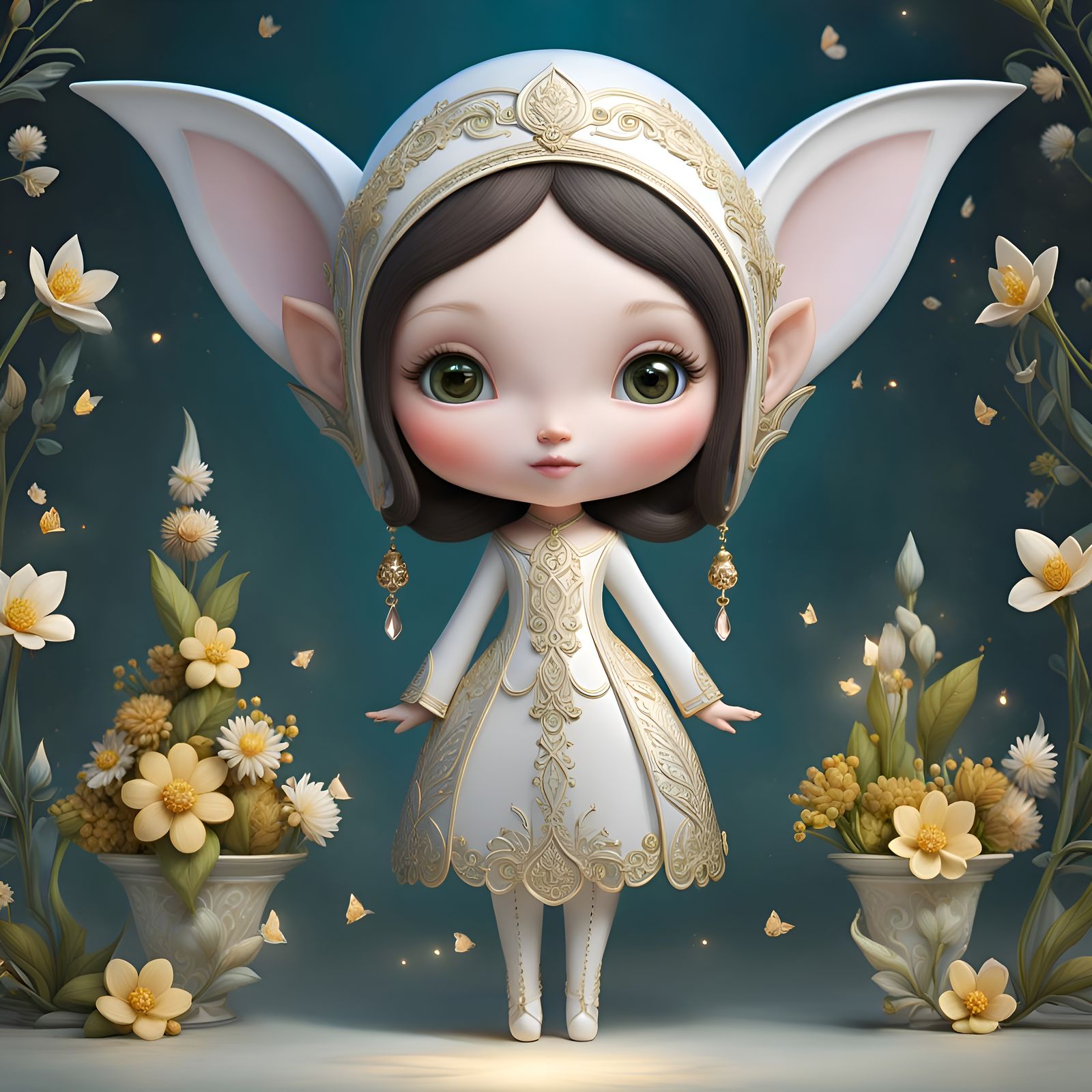 Ethereal Elf Portrait with Sparkling Aura