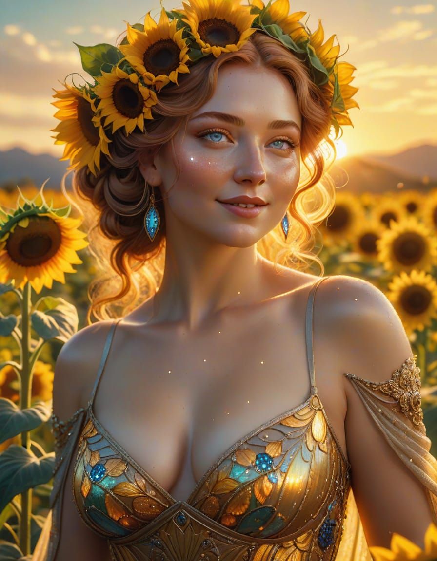 Ethereal Goddess in Art Nouveau Style