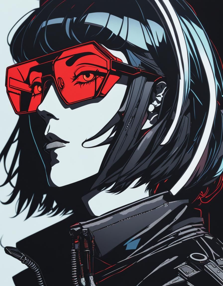 Anime Cyberpunk Alien in 80s Retro Style