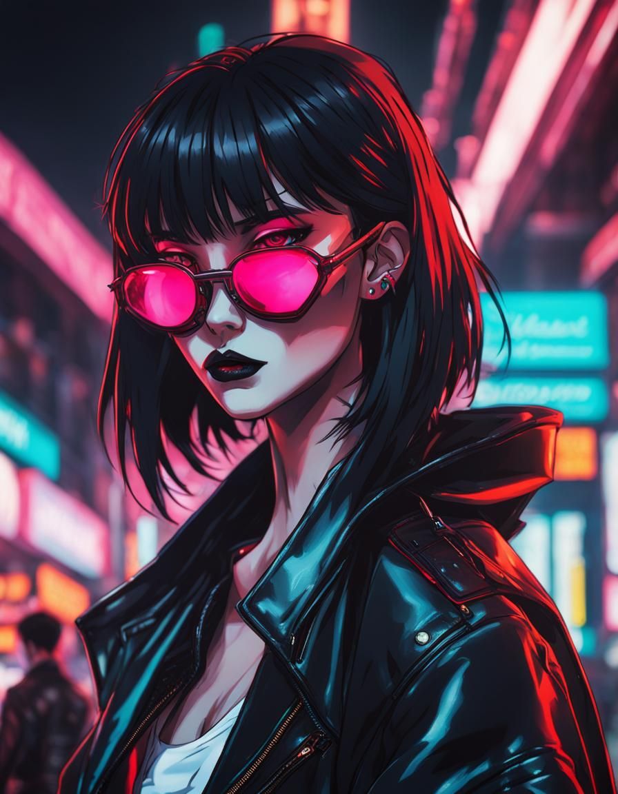 Anime Cyberpunk Alien in 80s Retro Lofi Style