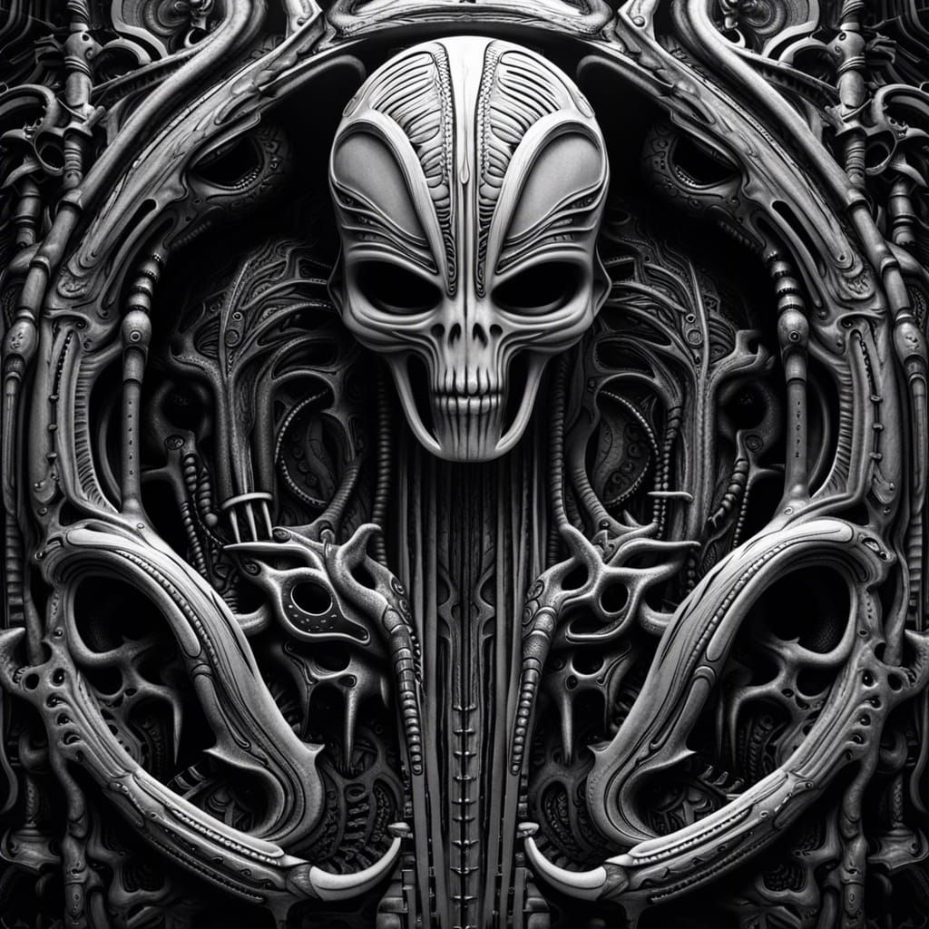 H r giger
 black and white stencil
