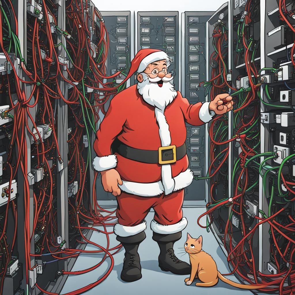 Confused Santa with Tangled Network Cables