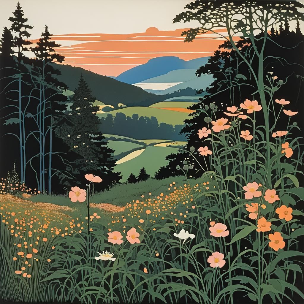 Peach Wildflower in Vintage Artistic Styles