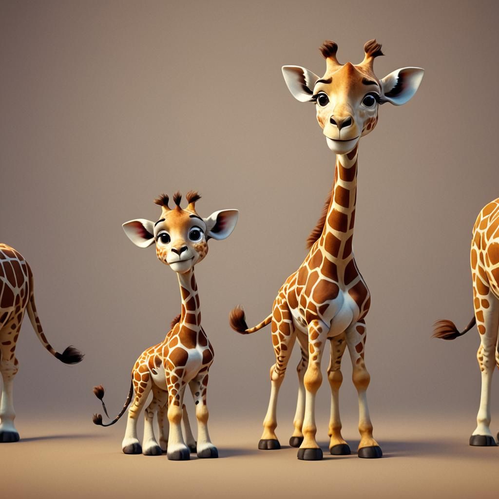 Giraffe Lion Cub: Pixar-Style 3D Concept Art