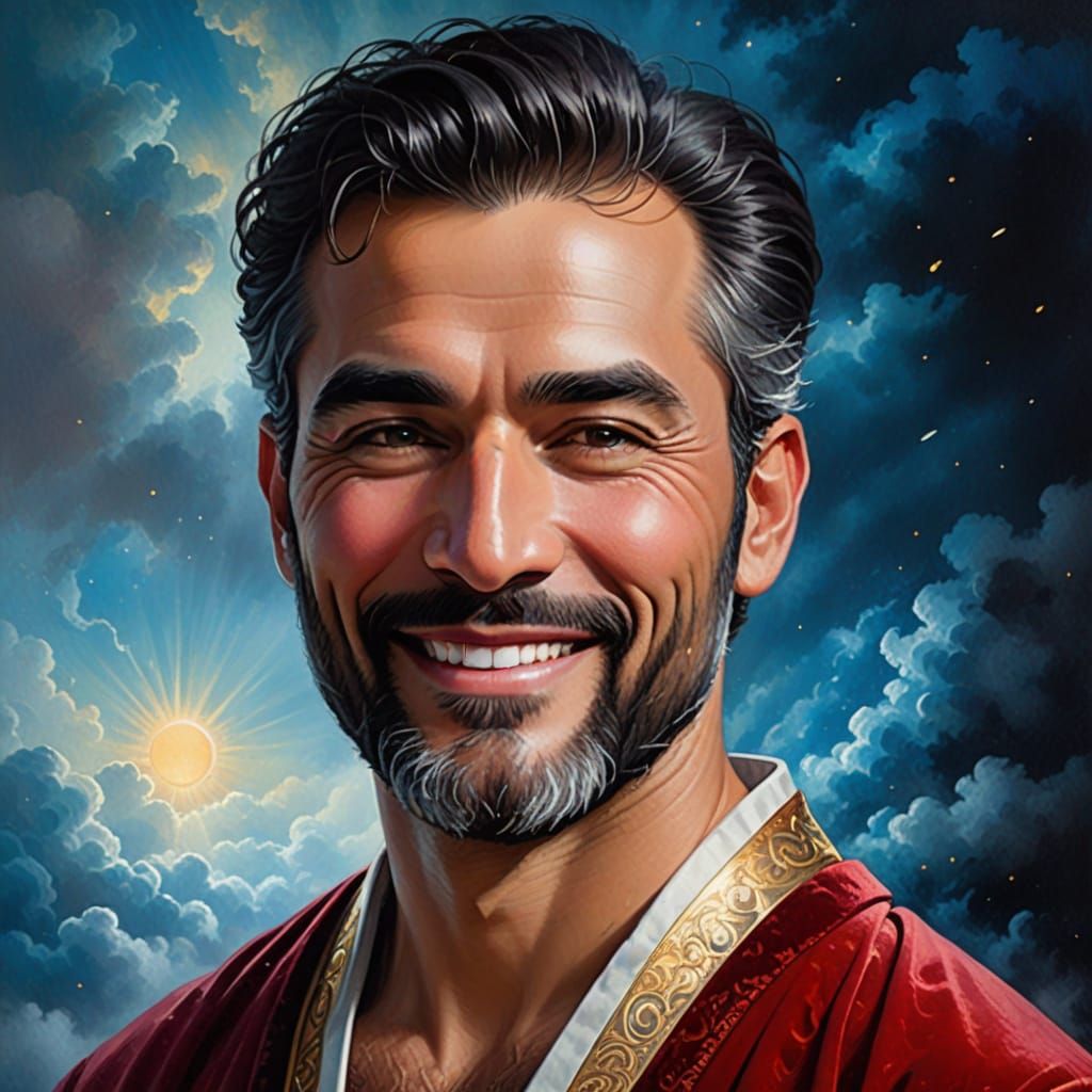 Ethereal Gentleman in a Palace of Wonder