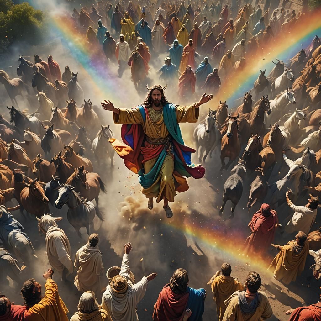 Jesus Ascending in Fiery Chariot, Hyper-Realistic Detail