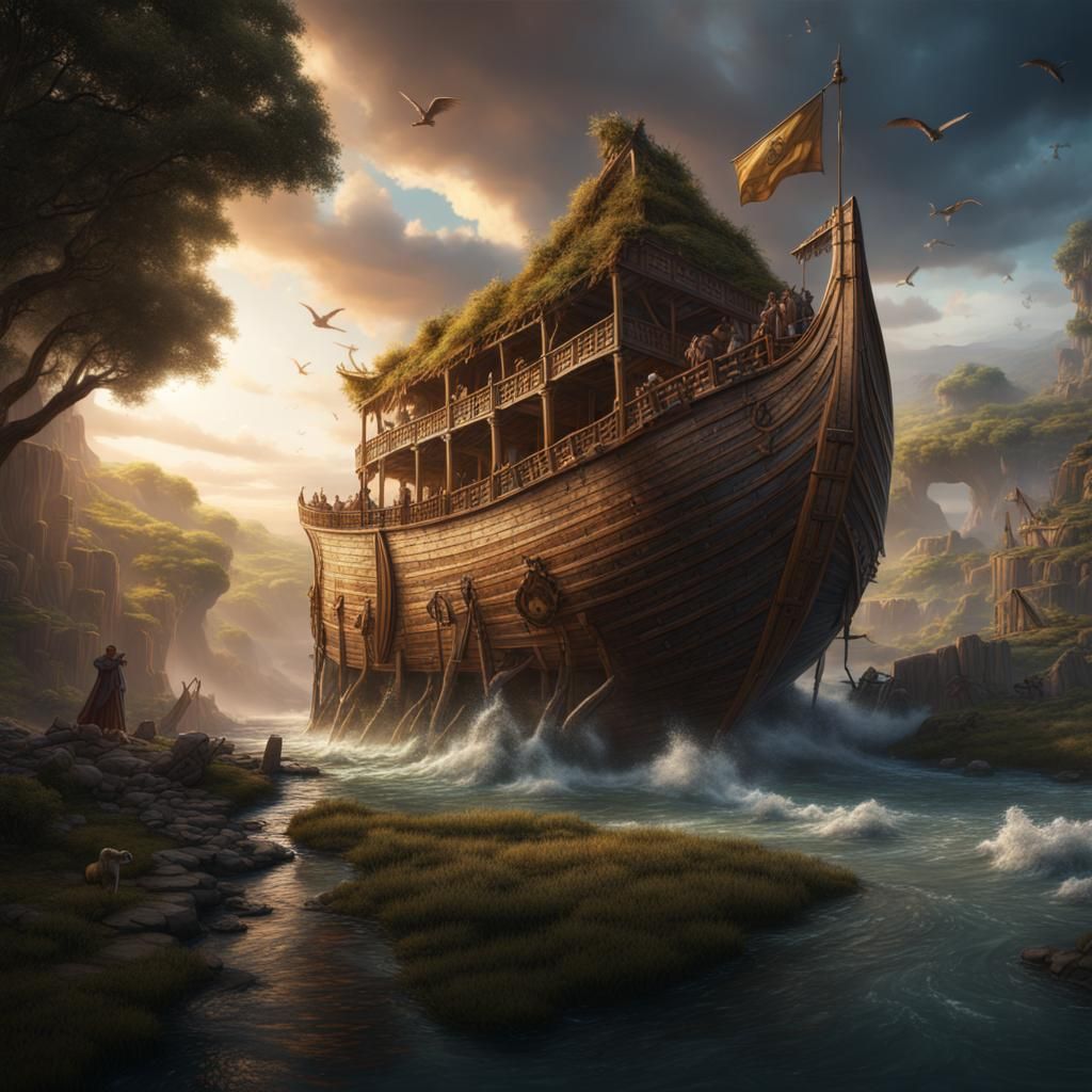 Detailed Matte Painting of Noah's Ark