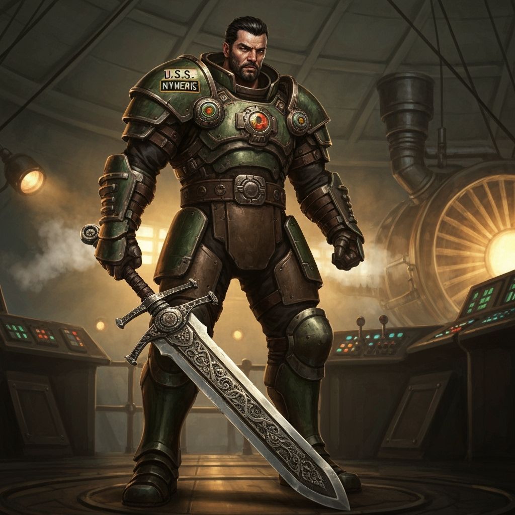 Steampunk Warrior on Airship Control Deck