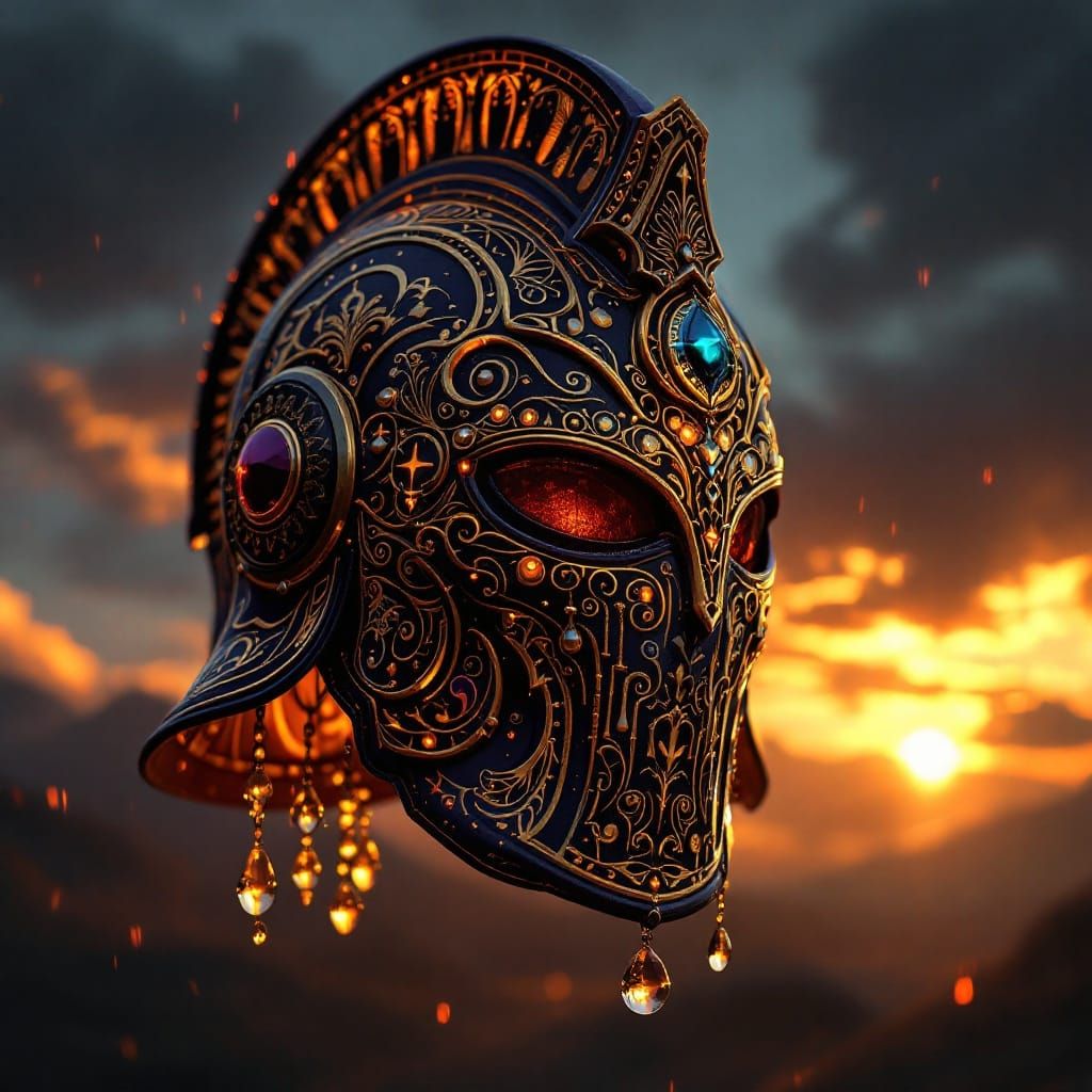 Ornate Slavic Helmet in Dark Fantasy Style