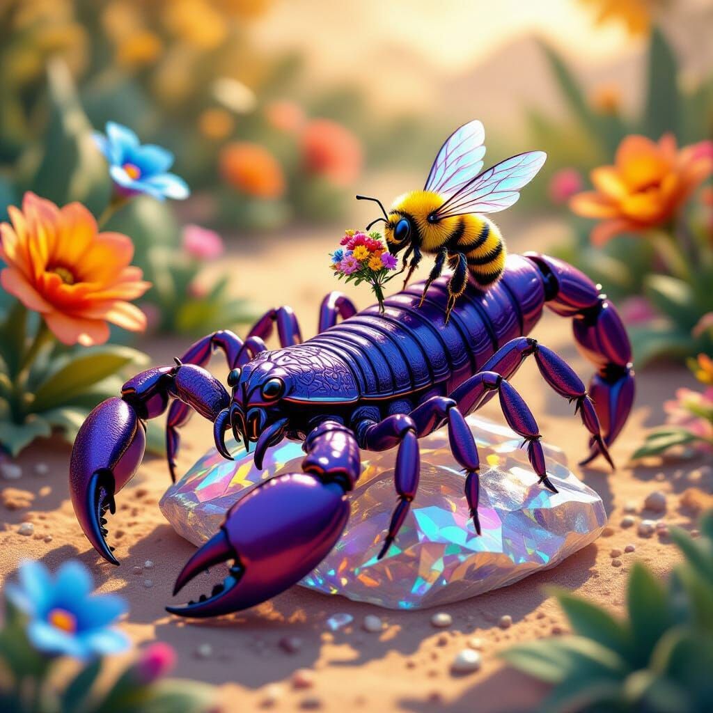 Scorpion and Bee in Crystal Garden
